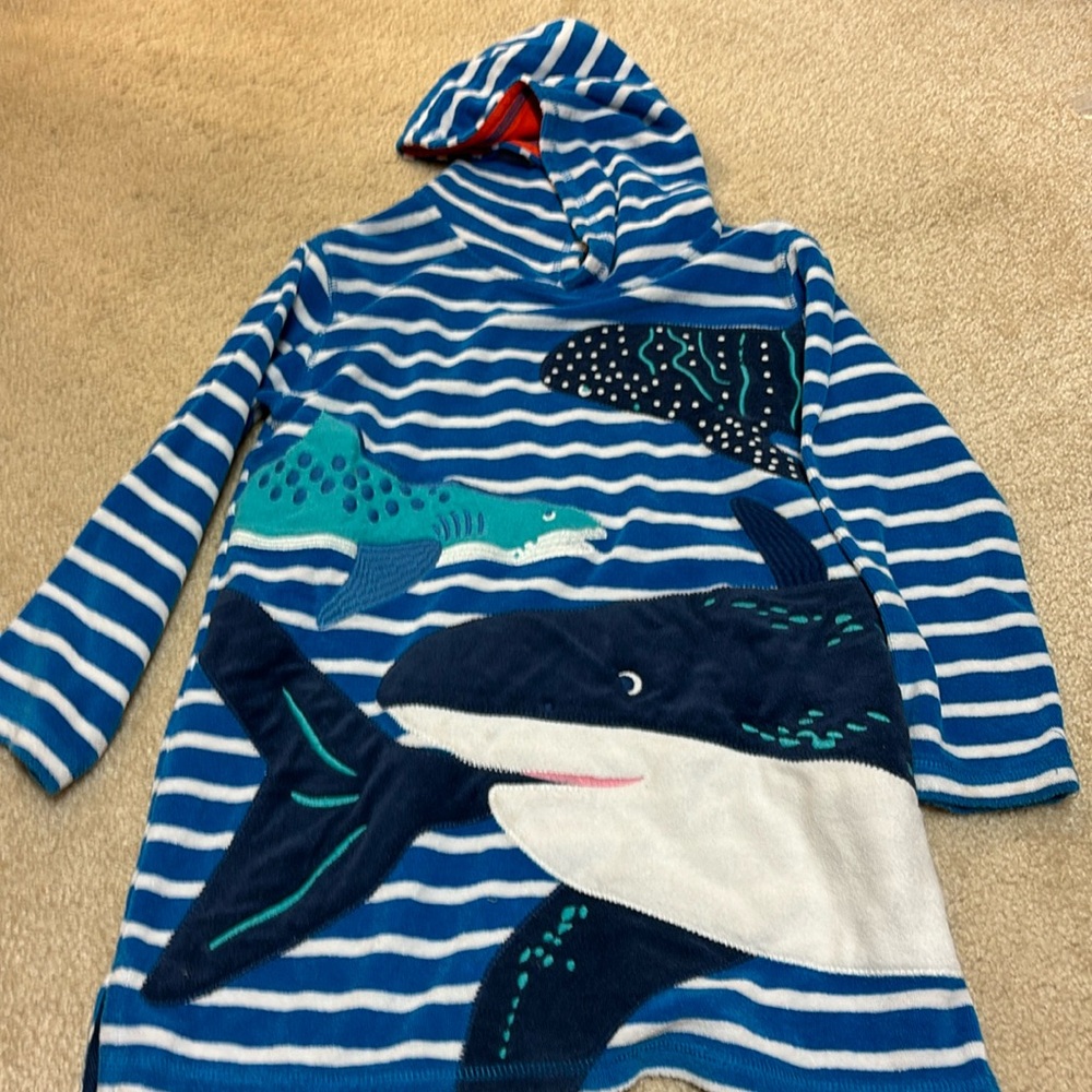 Mini boden size 8/9 shark towel hoodie